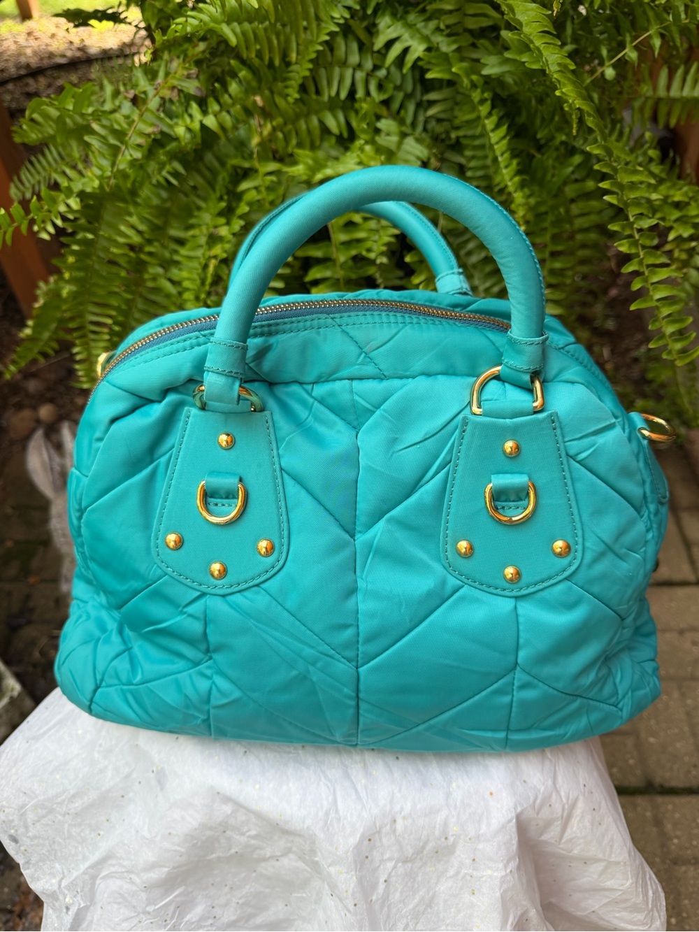PRADA TURQUOISE QUILTED WITH COA CARD DUSTBAG AND LONG STRAP - Picture 4 of 16